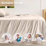 Vipfree Queen Size Sheet Set, Cooling Fitted Sheet and Pillowcase Set, 100% Rayon Derived from Bamboo, Cooling Queen Sheets Set, Hotel Bed Sheets & Pillowcases, 4-Piece, 16 Inch Deep Pockets, Sand
