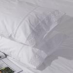 Ranznaz White Lace Pillowcases Standard Size Set of 2, 100% Cotton White Eyelet Pillow Shams, Elegant Farmhouse Envelope Closure Pillow Cover for Bedding, 20 x 26 Inches