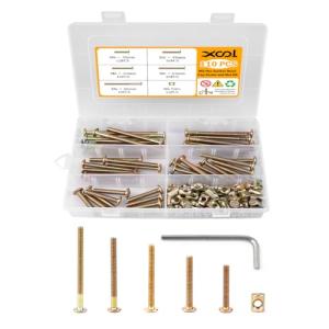 XOOL 110 PCS M6×80/65/55/45/35 mm Hex Socket Head Cap Screw Kit, Crib Bunk Bed Furniture Cot, Bunk Bed Replacement Hardware
