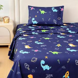 MICORAL Kids Twin Sheet Set Dinosaur, 3 Pieces Sheets for Boys & Girls, Soft Printed Microfiber Bed Sheets, Deep Pocket Cozy Toddler Bedding Set