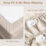 Vipfree Queen Size Sheet Set, Cooling Fitted Sheet and Pillowcase Set, 100% Rayon Derived from Bamboo, Cooling Queen Sheets Set, Hotel Bed Sheets & Pillowcases, 4-Piece, 16 Inch Deep Pockets, Sand