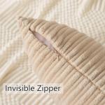 UGASA Velvet 12x20 Inch Lumbar Soft Throw Pillow Cover Boho Farmhouse Decorative Corduroy Striped Both Sides Solid Rectangular Cushion Case for Couch Bedroom Sofa Home, 1 Piece, Beige