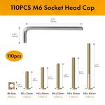 XOOL 110 PCS M6×80/65/55/45/35 mm Hex Socket Head Cap Screw Kit, Crib Bunk Bed Furniture Cot, Bunk Bed Replacement Hardware
