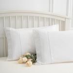 Ranznaz White Lace Pillowcases Standard Size Set of 2, 100% Cotton White Eyelet Pillow Shams, Elegant Farmhouse Envelope Closure Pillow Cover for Bedding, 20 x 26 Inches