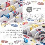 Mooreeke 4 Pieces Toddler Bedding Set - Soft Race Cars Toddler Comforter Sets for Girls, Includes Quilted Comforter, Flat Sheet, Fitted Sheet and Pillowcase, Bed in A Bag for Baby Bedroom
