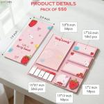 KatchOn, Life is Berry Sweet Sticky Notes Set - 550 Sheets | Strawberry Pattern Self-Stick Notes Pads, Cute Sticky Notes | Writing Memo Pads | Back to School Supplies | Sticky Notebooks for School