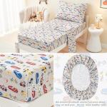 Mooreeke 4 Pieces Toddler Bedding Set - Soft Race Cars Toddler Comforter Sets for Girls, Includes Quilted Comforter, Flat Sheet, Fitted Sheet and Pillowcase, Bed in A Bag for Baby Bedroom