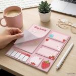 KatchOn, Life is Berry Sweet Sticky Notes Set - 550 Sheets | Strawberry Pattern Self-Stick Notes Pads, Cute Sticky Notes | Writing Memo Pads | Back to School Supplies | Sticky Notebooks for School