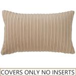 UGASA Velvet 12x20 Inch Lumbar Soft Throw Pillow Cover Boho Farmhouse Decorative Corduroy Striped Both Sides Solid Rectangular Cushion Case for Couch Bedroom Sofa Home, 1 Piece, Beige