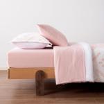 Amazon Basics Kids' Pink Bedding Set, 5-Piece Jacquard Microfiber Bed-in-a-Bag with Comforter, Fitted Sheet, Flat Sheet, Pillowcase, Pillow Sham, Deep Pocket 16", All-Season, Pink Tufted, Twin