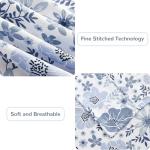 Mooreeke Queen Size Sheets Set - 4 Piece Soft Breathable Microfiber Bed Sheet Set - Blue & White Flower Pattern Sheet Set Queen - Deep Pocket Non-Slip Floral Fitted Sheet Included for All Season