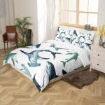 Feelyou Shark Comforter Cover Set Marine Life Ocean Theme Bedding Set for Kids Boys 3D Shark Print Duvet Cover Sea Animal Pattern Bedspread Cover Bedroom Collection 3Pcs Queen Size…