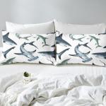 Feelyou Shark Comforter Cover Set Marine Life Ocean Theme Bedding Set for Kids Boys 3D Shark Print Duvet Cover Sea Animal Pattern Bedspread Cover Bedroom Collection 3Pcs Queen Size…