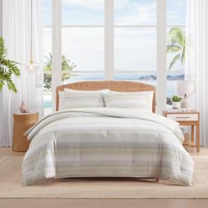 Tommy Bahama - Queen Comforter Set, Reversible Striped Bedding with a Naturally Soft Feel, 3 Piece Bed Set with Matching Pillowcases (Canal Island Stripe Grey)