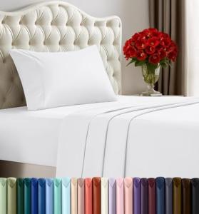 Utopia Bedding Twin Sheet Set 3 Piece Bed Sheets for Twin Size Bed, Hotel Luxury, Extra Soft, Cooling Bed Sheets - Wrinkle, and Fade Resistant (White)