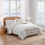 Tommy Bahama - Queen Comforter Set, Reversible Striped Bedding with a Naturally Soft Feel, 3 Piece Bed Set with Matching Pillowcases (Canal Island Stripe Grey)