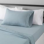 Amazon Basics Lightweight Breathable Super Soft Easy Care Wrinkle Resistant Brushed Microfiber 3 Piece Bed Sheet Set with 14-Inch Deep Pockets, Twin, Spa Blue, Solid
