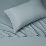 Amazon Basics Lightweight Breathable Super Soft Easy Care Wrinkle Resistant Brushed Microfiber 3 Piece Bed Sheet Set with 14-Inch Deep Pockets, Twin, Spa Blue, Solid