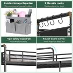 Jocoevol Metal LED Bunk Bed Twin Over Twin with 2 Storage Drawers, USB Charging Station, Industrial Bunkbeds Heavy Duty Bed with Safety Guardrail and Ladder, No Box Spring Needed, Black