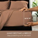 ClevaHome Queen Size Sheets - 6 Piece Soft Breathable Luxury Bed Sheet Set - Shrinkage & Fade Resistant Embroidered Bedding Sheet with 14-inch Deep Pocket, 2 Extra Pillowcases (Queen, Sandy Brown)