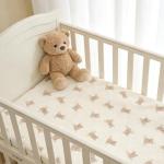 Organic Cotton Muslin Baby Crib Bedding Set 3 Piece Soft for Infant Newborn Toddler Boys Girls 52"x28", Nursery Bed Quilt Set Decor with Fitted Crib Sheet, Boho Quilted Comforter Blanket, Bed Skirt