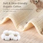 Organic Cotton Muslin Baby Crib Bedding Set 3 Piece Soft for Infant Newborn Toddler Boys Girls 52"x28", Nursery Bed Quilt Set Decor with Fitted Crib Sheet, Boho Quilted Comforter Blanket, Bed Skirt