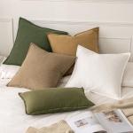 MIULEE Decorative Linen Euro Sham Pillow Covers 26x26 Cream White Boho Farmhouse Neutral Couch Throw Pillows for Bed Pack of 2 Accent Modern Pillowcase Sofa Livingroom Home Decor