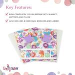 Emily Rose 14 Inch Doll Furniture - 2 White Single Stackable Beds Bunkbed with Colorful 4-PC Bedding Sets & Ladder - USA Business