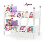 Emily Rose 14 Inch Doll Furniture - 2 White Single Stackable Beds Bunkbed with Colorful 4-PC Bedding Sets & Ladder - USA Business