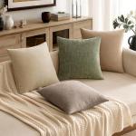 MIULEE Pack of 2 Decorative Throw Pillow Covers Soft Chenille Throw Pillows Solid Textured Cushion Covers for Couch Sofa Bedroom Living Room 18x18 Inch, Light Taupe