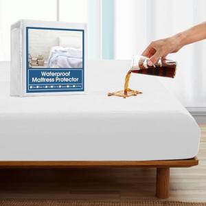 SPRINGSPIRIT King Mattress Protector, King Size Mattress Cover Protector Waterproof with Deep Pocket up to 14’’, King Size Bed, Noiseless & Skin-Friendly Fitted Sheet Only, White