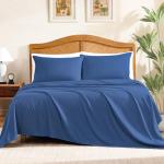ClevaHome Sheet Set Twin Size, 3-Piece Bedding, Lightweight & Super Soft Easy Care Microfiber– Shrinkage & Fade Resistant Bedding Set with 14'' Deep Pockets (Navy Blue)