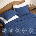 ClevaHome Sheet Set Twin Size, 3-Piece Bedding, Lightweight & Super Soft Easy Care Microfiber– Shrinkage & Fade Resistant Bedding Set with 14'' Deep Pockets (Navy Blue)