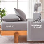 Amazon Basics Jersey Knit Microfiber 4-Piece Sheet Set, Wrinkle Free and Easy Fit, Includes 16" Deep Pocket Fitted Sheet, 1 Flat Sheet and 2 Pillowcases, Queen, Gray