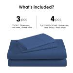 ClevaHome Sheet Set Twin Size, 3-Piece Bedding, Lightweight & Super Soft Easy Care Microfiber– Shrinkage & Fade Resistant Bedding Set with 14'' Deep Pockets (Navy Blue)