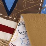 Wowelife Sports Mini Crib Bedding Set Boys Brown 3PCs Mini Crib Comforter Set Basketball Baseball Rugby Nursery Bedding Sets for Boys with Soft Comforter, Crib Skirt and 38x24 Sheet, Brown