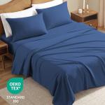 ClevaHome Sheet Set Twin Size, 3-Piece Bedding, Lightweight & Super Soft Easy Care Microfiber– Shrinkage & Fade Resistant Bedding Set with 14'' Deep Pockets (Navy Blue)