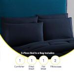 Sweet Home Collection 5 Piece Comforter Set Bag Solid Color All Season Soft Down Alternative Blanket & Luxurious Microfiber Bed Sheets, Navy, Twin