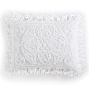 Beatrice Home Fashions Medallion Chenille Bedspread, Standard Sham, White