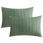 JELLYMONI Pillowcases Standard Size Green 2 Pack Boho Striped Bed Pillow Covers 20x26in Polyester Envelope Pillow Shams Tufted Bohemian Textured (Pillows are not Included)