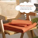 JSD Burnt Orange Duvet Cover Set Queen Size, 3 Piece Duvet Cover with Pillow Shams, Soft Brushed Microfiber Zipper Closure, Comforter Not Included