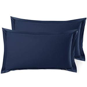 Nestl Soft Pillow Shams Set of 2 - Double Brushed Microfiber Pillow Covers - Hotel Style Premium Bed Pillow Cases, with 1.5” Decorative Flange, King 20"x36" - Navy