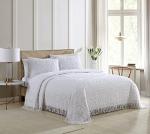 Beatrice Home Fashions Medallion Chenille Bedspread, Standard Sham, White