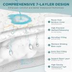 5-Sided Waterproof Mattress Protector, Queen Size Quilted Bamboo Rayon Mattress Cover, Breathable Cooling Noiseless Bed Fitted Sheets, Soft Bedding Pad with Deep Pocket Up to 18"