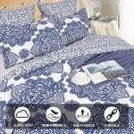 PHF Ultra Soft Paisley Duvet Cover King Size, Printed Bedding Set 3 Pieces, Comfy Farmhouse Pattern Duvet Cover Set with 2 Pillow Shams, Zipper Closure and 8 Ties, 104"x90", Royal Blue & White