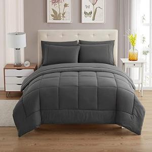 Queen Comforter Set with Sheets - 7-Piece Bedding Collection - 1 Comforter, 1 Fitted Sheet, 1 Flat, 4 Pillowcases - Deep Pocket - Soft & Breathable Premium Quality - Ideal for All Seasons, Gray