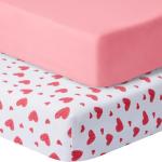GUNTAIL Baby Crib Sheets for Boys Girls, 2 Pack Fitted Crib Sheet for Standard Crib and Toddler Mattress, Soft Microfiber Baby Sheet 52x28x8in. (Love & Pink)