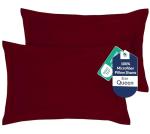 Royale Linens Pillow Shams 2 Pack Queen Size 20x30 Inch - Brushed 1800 Microfiber - Bed Pillow Shams, Wrinkle Resistant Super Soft and Cozy - Back Overlap Closure - Oxford Pillowcase (Queen, Burgundy)
