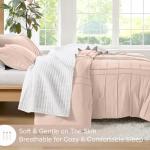 Comfort Spaces Blush King Size Comforter Set - 3 Piece Pintuck Pleated Bedding Set, All Season Lightweight, Extra Soft Pre-Washed Microfiber Bed Set, Shams