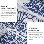 PHF Ultra Soft Paisley Duvet Cover King Size, Printed Bedding Set 3 Pieces, Comfy Farmhouse Pattern Duvet Cover Set with 2 Pillow Shams, Zipper Closure and 8 Ties, 104"x90", Royal Blue & White